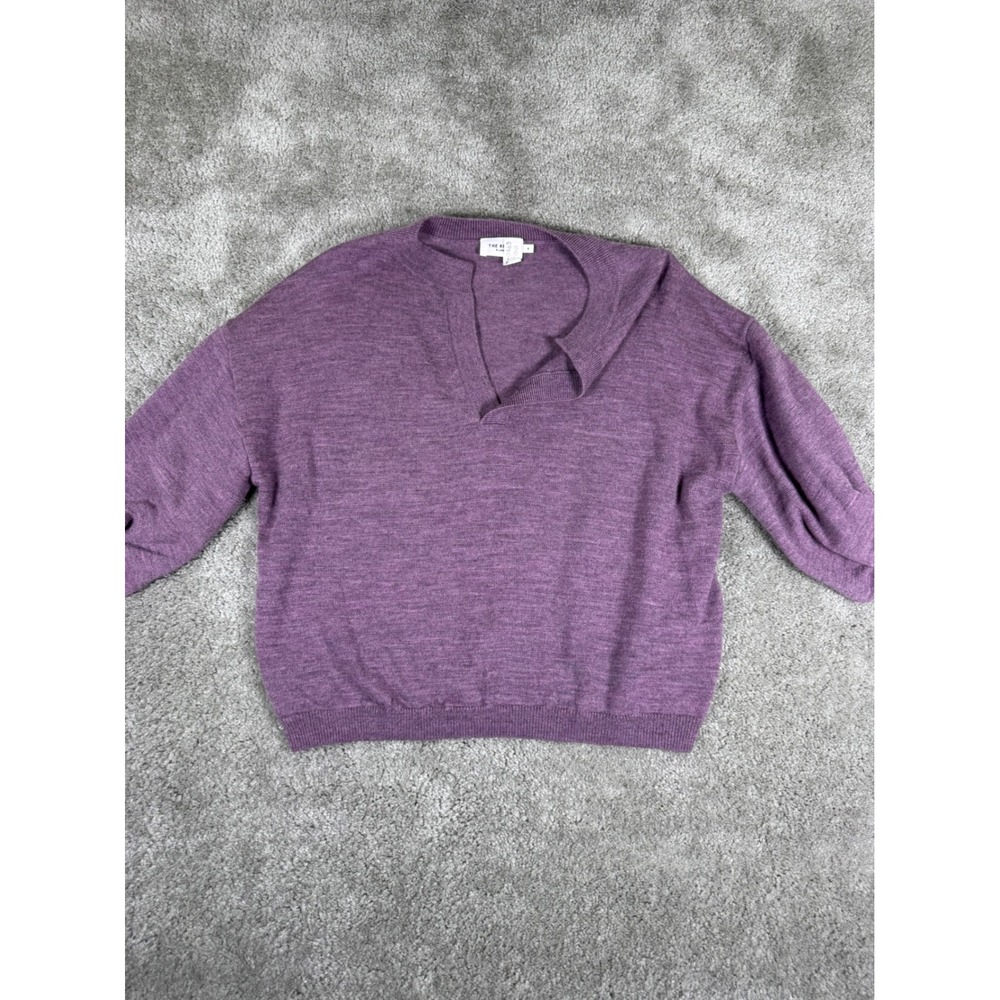 The Reset R Label Purple 100% Wool Split Neck Dolman Sleeve Sweater Small